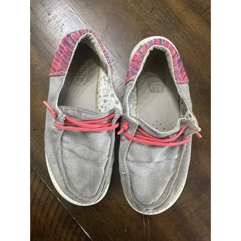 Hey Dude Wendy Youth Funk Grey Pink Purple Slip‎ On Loafers Shoes Kids J2